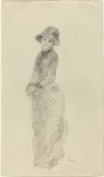 Ung kvinna stående, ca. 1880.