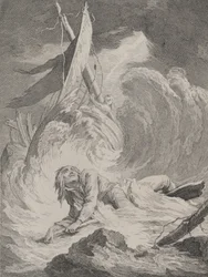 Lazarille på sin återkomst från Indien är skeppsbruten..., ca. 1717-60.