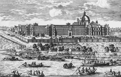 vy av Salpêtrier. Gravyr av Aveline på 1600-talet.
