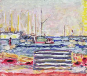 En hamn i Normandie, ca 1930 (gouache & wc på papper)