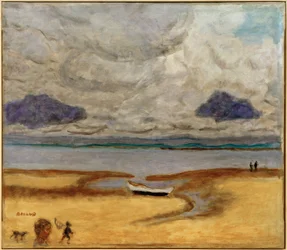 Stranden vid lågvatten (lågvatten i Arcachon)