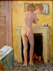 Naken står vid sin toalett Målning av Pierre Bonnard (1867-1947) 1919 Saint Tropez, Musee de l
