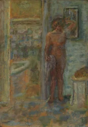 Naken i en interiör, ca 1917 (olja på trä)