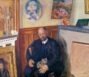 Porträtt av Ambroise Vollard (1868-1939) med sin katt, ca 1924