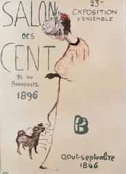 Affisch som annonserar den 23:e utställningen av Salon des Cent, 1896
