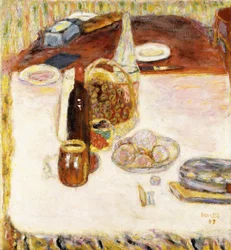 Stilleben med en flaska rött vin