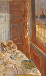 Stilleben med skepp sett genom fönster, c.1906