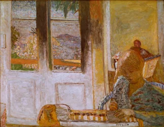 Det franska fönstret (Matin a Le Cannet) Målning av Pierre Bonnard (1867-1947) 1932. Olja på duk. Dämpa. 86x112 cm Collection Privee