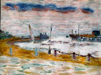 Utloppet från hamnen i Trouville i Normandie Målning av Pierre Bonnard (1867-1947) 1936 Collection privvee