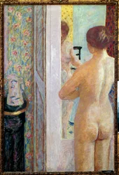 Toaletten. Naken kvinna bakifrån. Målning av Pierre Bonnard (1867-1947), 1908. Sol. 1,19 x 0,79 m. Paris, Musée d