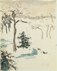 Vinterlandskap, 1910 (wc & penna på papper)