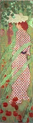 Kvinna med rutig klänning, en av fyra paneler av Women in the Garden, 1891 (olja på papper på duk)