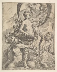 Jupiter, Pluto och Neptunus erbjuder sina rikedomar till förmögenhet, 1624.
