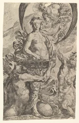 Jupiter, Pluto och Neptunus erbjuder sina rikedomar till förmögenhet, 1624.