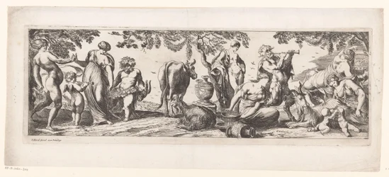 Vila Silenus och hans följe i ett landskap