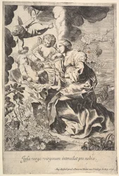 Jungfru och barn med änglar, 1636.