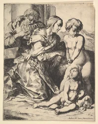 Jungfru knäböjer inför Kristus, 1610-42.