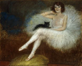 Ballerina med en svart katt