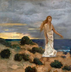 Kvinna på stranden