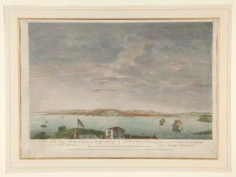 En vy av staden Boston, huvudstaden i New England, i Nordamerika