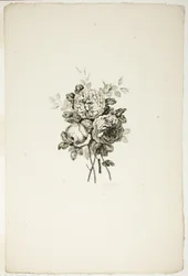 Bukett med rosor, från samling av olika buketter av blommor, uppfunnen och ritad av Jean Pillement och graverad av P. C. Canot