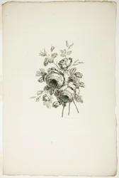Bukett med rosor, från samling av olika buketter av blommor, uppfunnen och ritad av Jean Pillement och graverad av P. C. Canot
