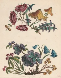 Två sprayer av imaginära blommor
