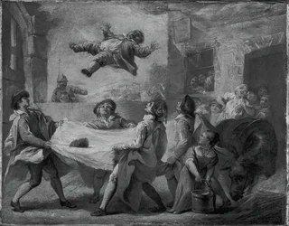 Sancho Panza kastas i en filt, 172324.
