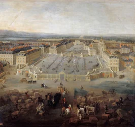 Utsikt över slottet i Versailles från Place d