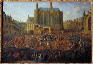 Ludvig XV:s avgång efter att rättsbädden brutit mot Ludvig XIV:s vilja, som hölls i Storkammaren i Paris parlament