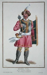 Eurs VII från "Receuil des Estampes, Representant les Rangs et les Dignites, suivant le Costume de toutes les Nations existantes", publicerad 1780 (handkolorerad gravyr)