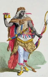 Drottning Anna Nzinga (1583-1663), från "Receuil des Estampes, representant les Rangs et les Dignites, suivant le Costume de toutes les Nations existantes", publicerad 1780 (handkolorerad gravyr)
