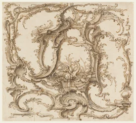 Teckning, ornamentkomposition, ca 1745