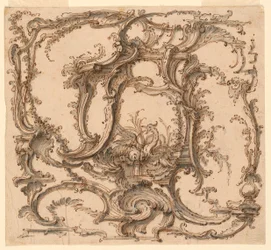 Teckning, ornamentkomposition, ca 1745
