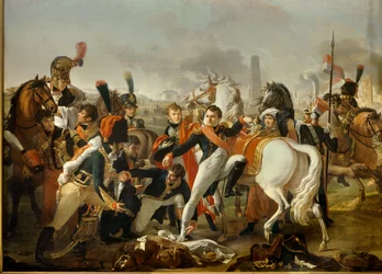 Napoleon I, sår framför Regensburg, behandlas av kirurgen Yvan, 23 april