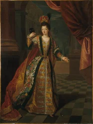 Franska: Portrait présumé de Mademoiselle de Nantes (Louise-Françoise de Bourbon, 1673-1743), en costume de bal