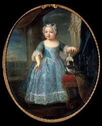 Porträtt av Louise Marie av Frankrike (1728-1733) dit Madame, tredje dotter till Ludvig XV Målning av Pierre Gobert (1662-1744) 1700-talets sön. 1,08 x 0,88 m.