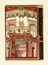 Dekorativ panel från Pompeji, konserverad på Neapelmuseet