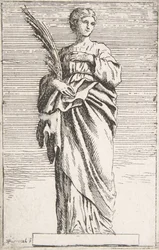 Stående kvinnlig figur, ca. 1739-40., ca. 1739-40.