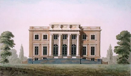 Chateau of Wannegem nära Oudenaarde, från "Val av de mest anmärkningsvärda monumenten, byggnaderna och husen i kungariket Nederländerna" av Pierre Jacques Goetghebuer, publicerad 1827 (akvatint) (se även 189235)