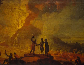 Vesuvius utbrott, av Pierre-Jacques Volaire (1729-1792), olja på duk, 52x79 cm. Detalj.