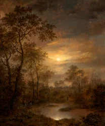 Moonlight Scene (målning på panel)