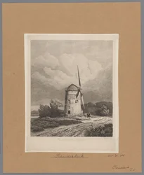 Utsikt över Steenenmolen eller Rembrandts väderkvarn i Koudekerk aan den Rijn Rembrandts väderkvarn i Koukerk (titel på objekt)