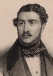 Porträtt av kompositören Théodore Labarre 1805-1870.