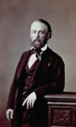Porträtt av den franske målaren Auguste Bonheur i elegant klänning från den romantiska perioden