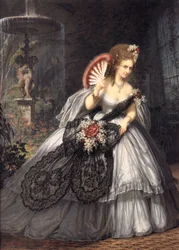 Italienska Virginia Oldoini, grevinna av Castiglione, kallad Ritrosetta, foto av Pierre-Louis Pierson med gouache av Aquilin Schad, 1864