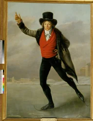 Medaljören Bertrand Andrieu iceskating (olja på duk)