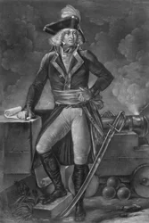 General Charles Pichegru (1761-1804) - Hellängdsporträtt av Charles Pichegru (1761-1804), överste general för arméerna i Norden, Sambre och Meuse, Rhen och Mosel" Gravyr av Pierre Michel Alix (1762- 1817), av Alexandre Evariste FRAGONARD (1780-185)