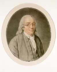 Porträtt av Benjamin Franklin i Glasögon