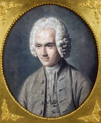 Porträtt av Jean-Jacques Rousseau (1712-1778) av Alix, Pierre Michel (1762-1817). Akvatint, storlek : 40,5x36, , Privat samling